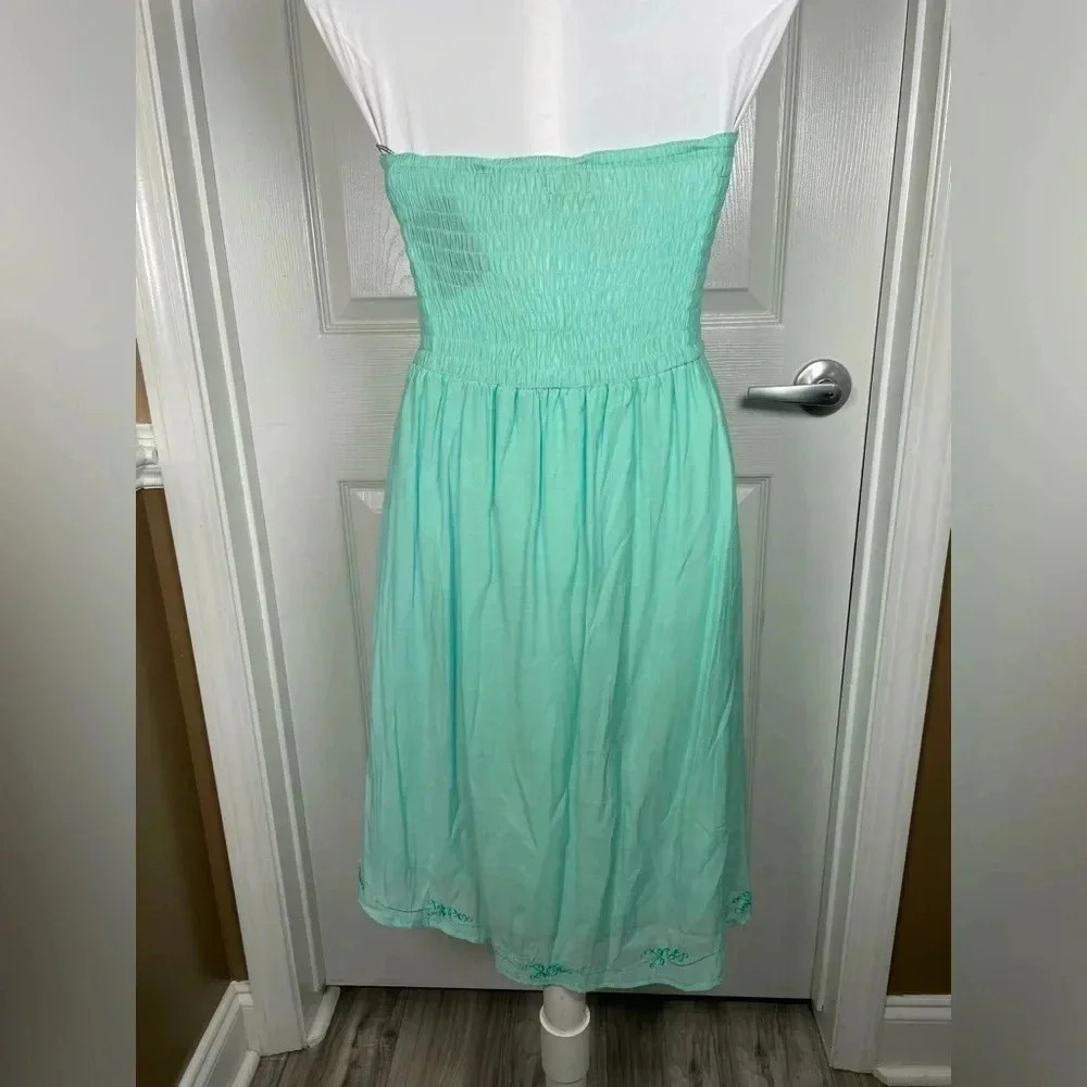 🌸 BY THE SEA Strapless Ocean Green Dress - Picture 6 of 8